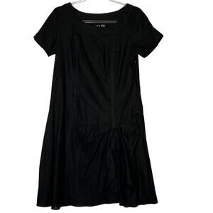 ZSA ZSA Linen Swing Dress Women's Size Small Black Short Sleeve